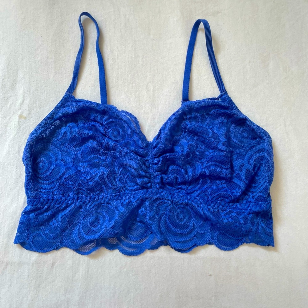 Vintage PINK Victorias Secret Blue Lace Bralette Size Small